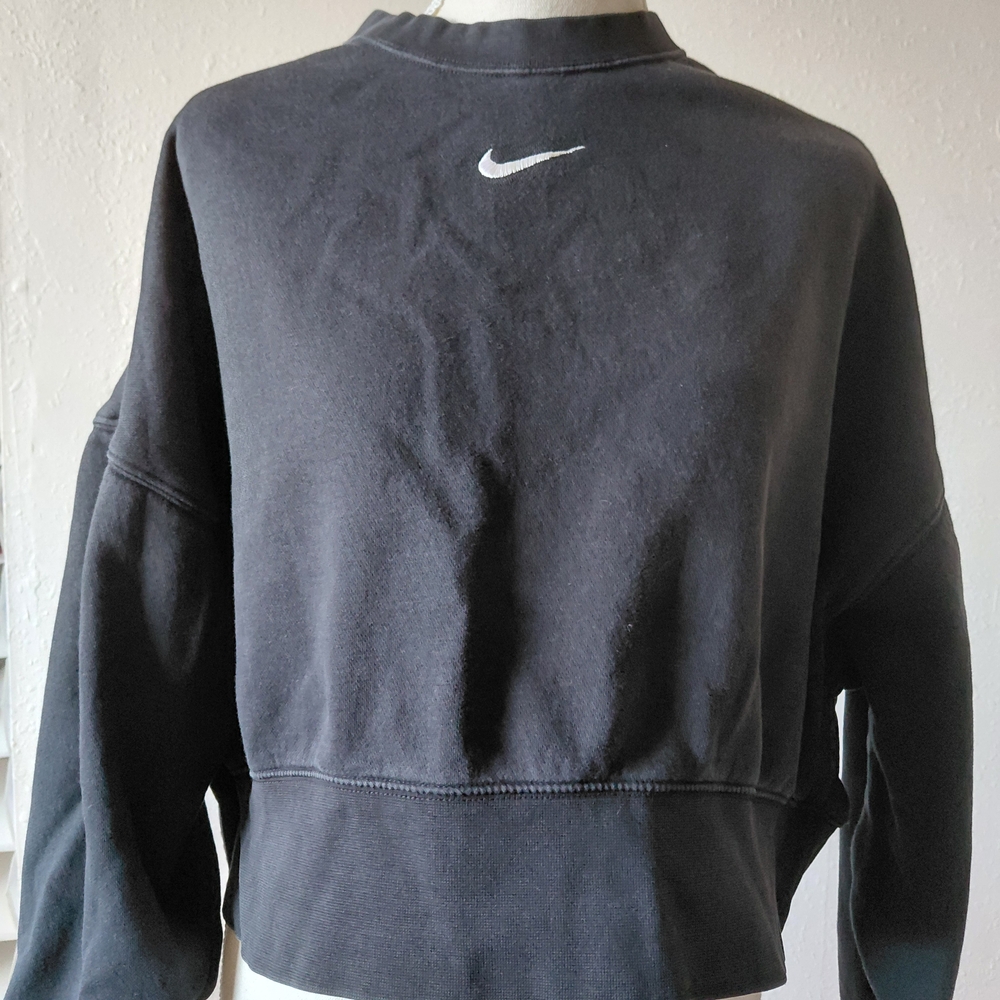 Nike Black Cropped Crew with White Swoosh